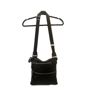 Margot Black Leather Crossbody Bag with Silver Hardware And Adjustable Strap